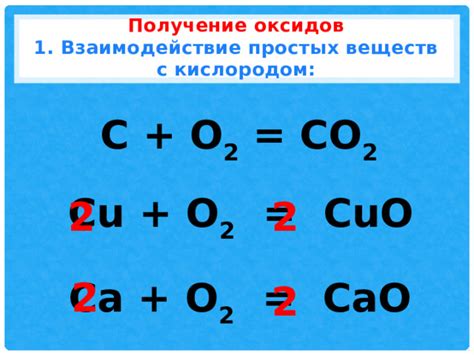 Получение оксидов через реакцию с кислородом