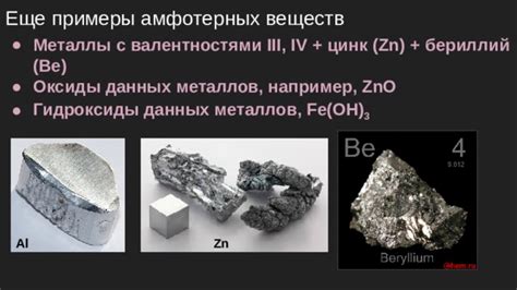 Примеры амфотерных металлов