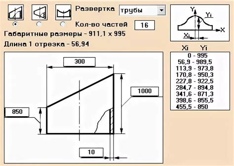 Расчет параметров для развертки