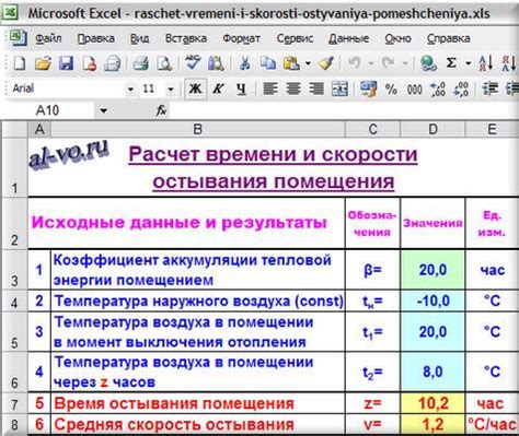 Формула времени остывания металла