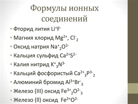 Формулы соединений лития