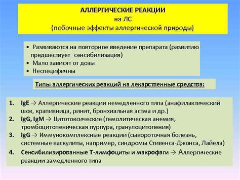 Аллергические реакции на компоненты препарата