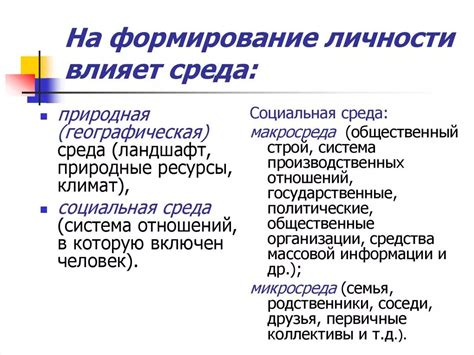 Анализ влияния окружающей среды на формирование личности