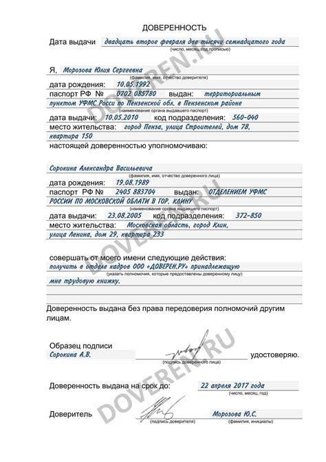 Важные моменты при получении документа