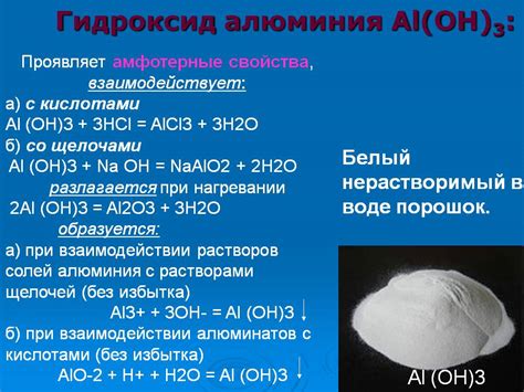 Взаимодействие гидроксида алюминия с гидроксидом натрия в водных растворах