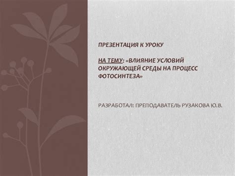 Влияние условий окружающей среды на процесс