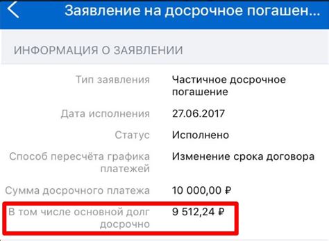 Возможность досрочного погашения