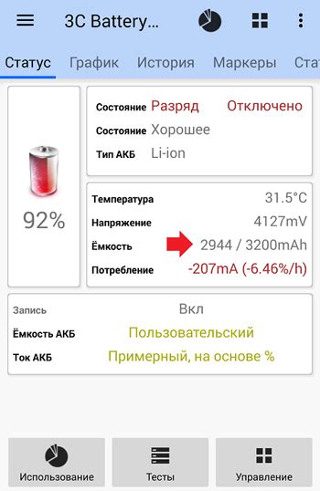 Емкость батареи и время работы