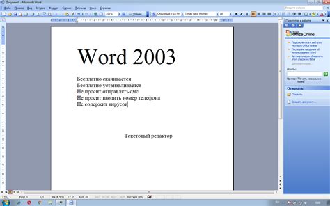 Запуск программы Microsoft Word 2003