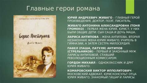 История главных персонажей и их важное значение в развитии сюжета произведения