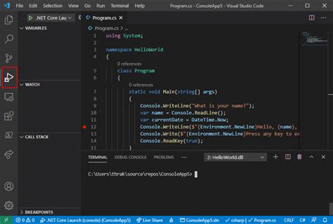 Как вернуть debugger после отключения в Visual Studio Code