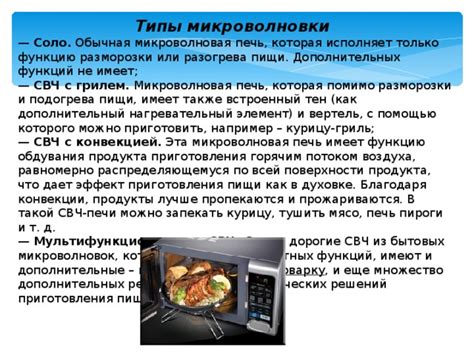 Максимально эффективное использование дополнительных функций микроволновой печи