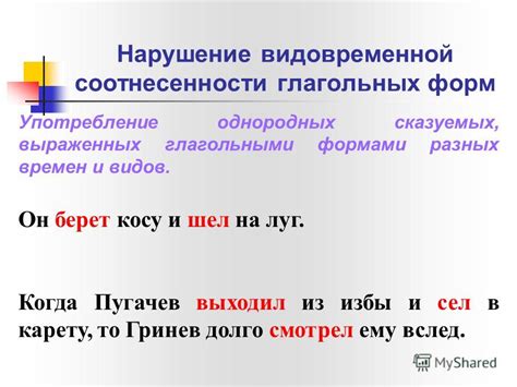 Нарушение видовременной соотнесенности глагольных форм