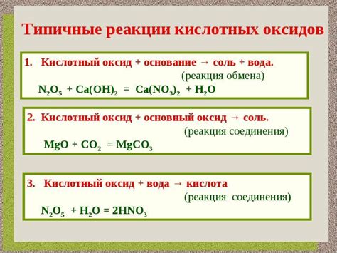 Определение стехиометрии взаимодействия основного оксида и кислоты: результаты и анализ