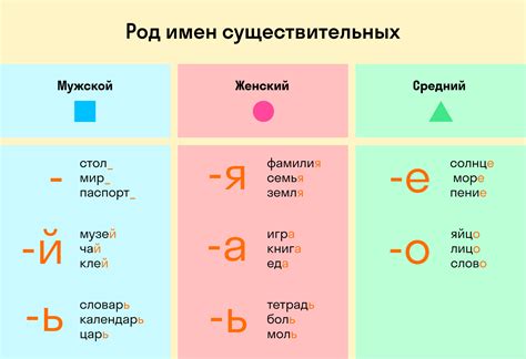 Основные правила рода в русском языке для 5 класса: