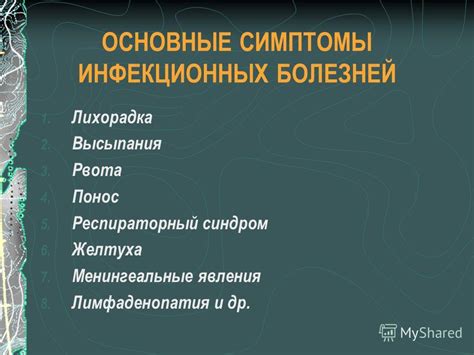 Основные симптомы заболевания