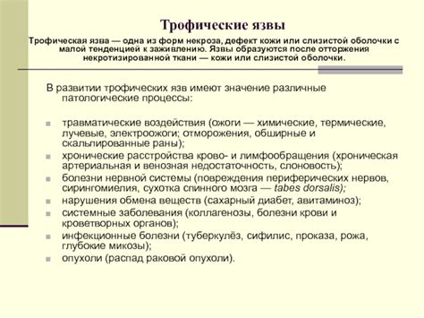 Патологические механизмы провоцирования образования язв под фибринструктурой