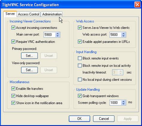 Подготовка к установке tightvnc server