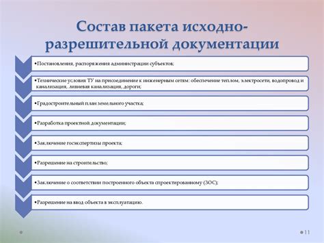 Подготовка требуемой документации