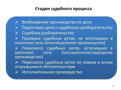 Подробности процедуры судебного разбирательства