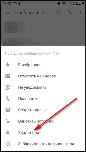 Полное удаление переписки в приложении