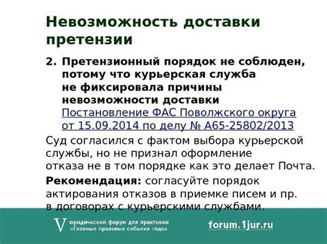 Последствия невозможности доставки