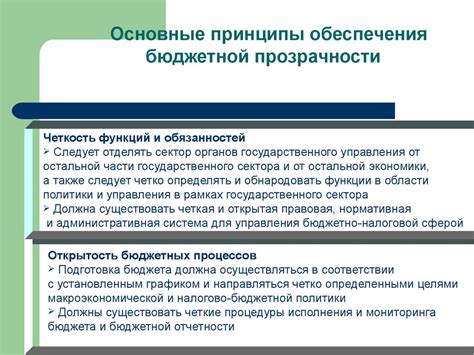 Принципы обеспечения прозрачности работы бюджетных организаций