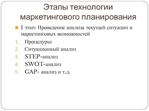 Проведение анализа текущей ситуации