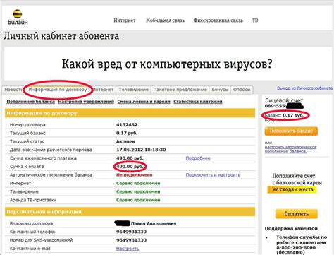 Проверка баланса в личном кабинете