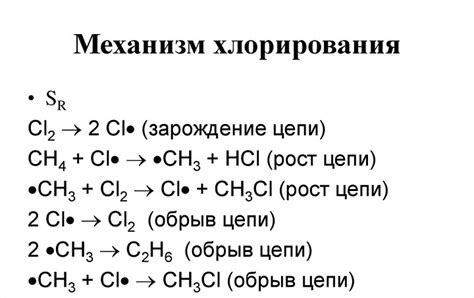 Протекание реакции метана