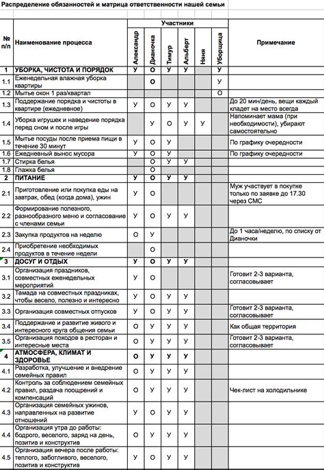 Распределение обязанностей и сроков