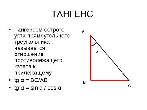 Связь между тангенсом и высотой прямоугольного треугольника