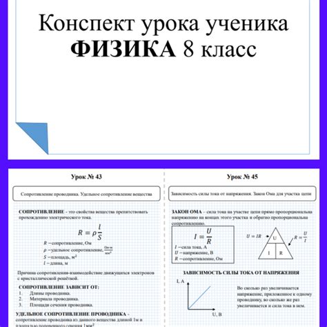 Содержание уроков по физике: