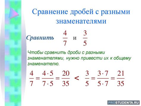 Сравнение дробей с разными знаменателями в 5 классе