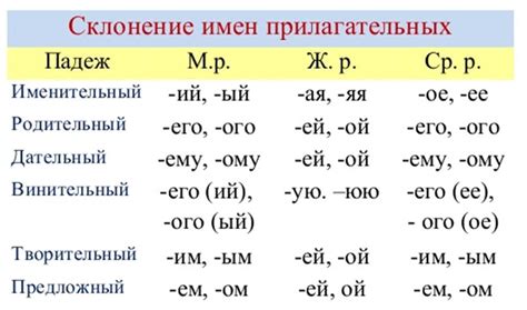 Установление формы и окончания прилагательных для определения падежа