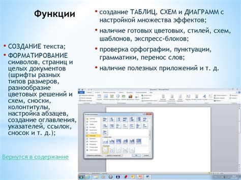 Функциональные возможности MS Word