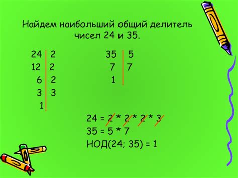 Числа 24 и 35: наибольший общий делитель