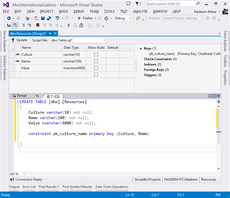 Шаги по созданию таблицы в SQL