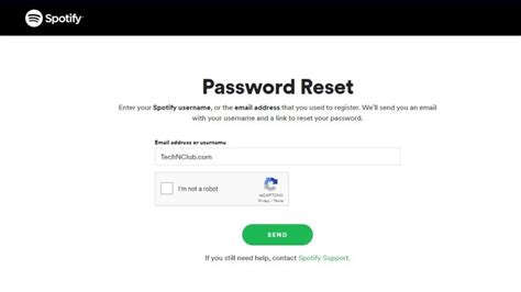 Шаг 3: Используйте систему восстановления пароля Spotify