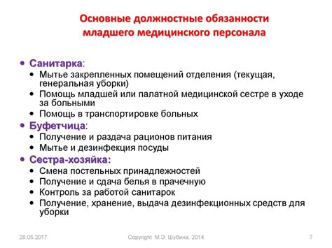  Рабочие обязанности и роль медицинского специалиста в клинической практике 